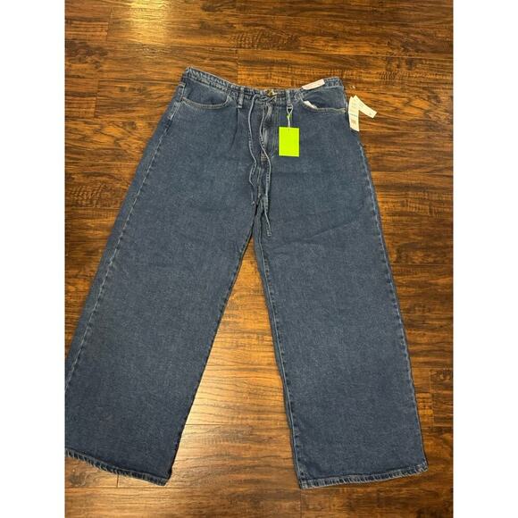 Sam Edelman Denim - Sam Edelman Womens Blue Medium Wash Pocket Denim Wide-Leg Jeans Size 31